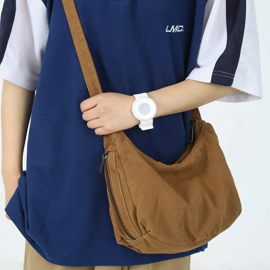 GRPKSSIB Unisex Canvas Crossbody Bag Hobo Casual Shoulder Bag Messenger Shopping Bag
