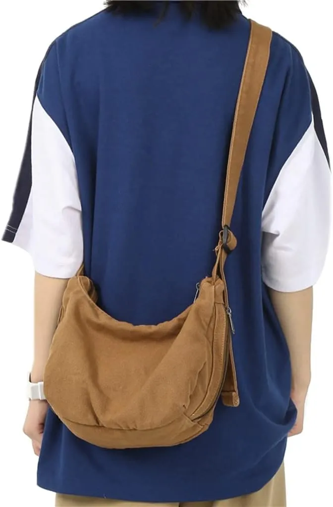 GRPKSSIB Unisex Canvas Crossbody Bag Hobo Casual Shoulder Bag Messenger Shopping Bag