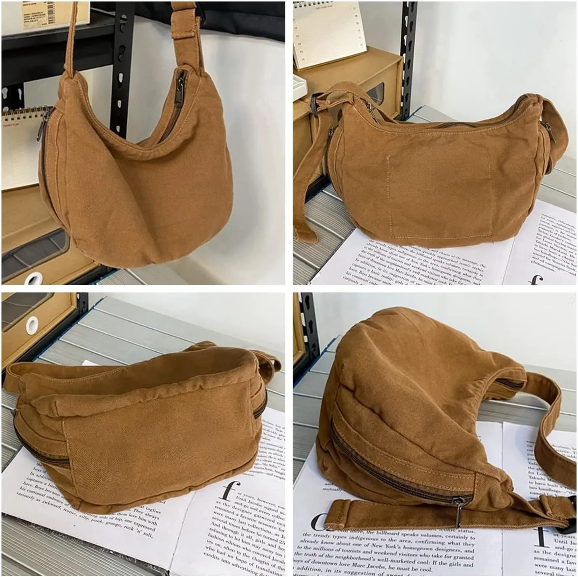 GRPKSSIB Unisex Canvas Crossbody Bag Hobo Casual Shoulder Bag Messenger Shopping Bag