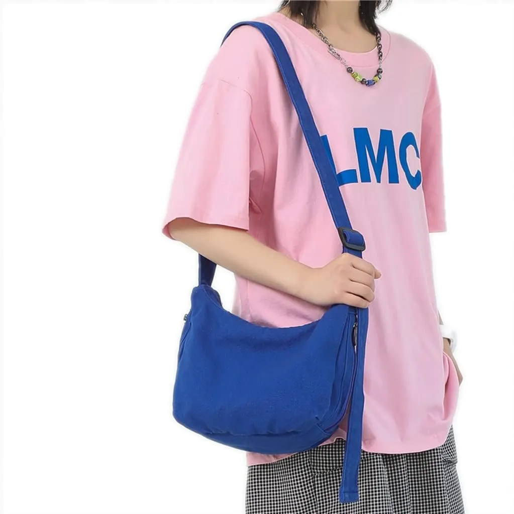 GRPKSSIB Unisex Canvas Crossbody Bag Hobo Casual Shoulder Bag Messenger Shopping Bag