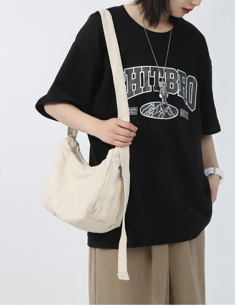 GRPKSSIB Unisex Canvas Crossbody Bag Hobo Casual Shoulder Bag Messenger Shopping Bag
