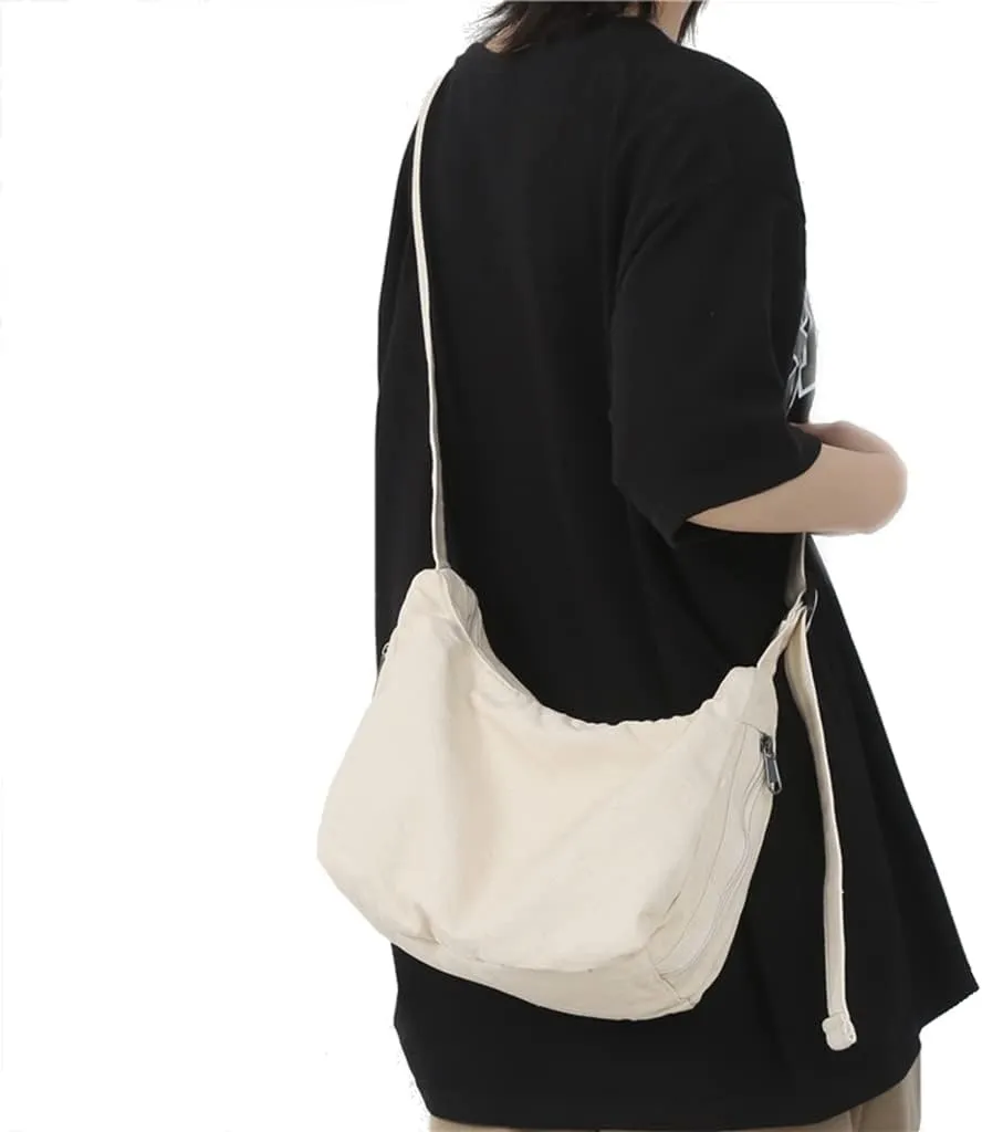 GRPKSSIB Unisex Canvas Crossbody Bag Hobo Casual Shoulder Bag Messenger Shopping Bag