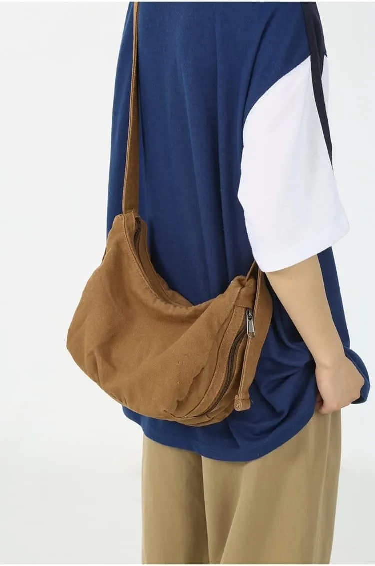 GRPKSSIB Unisex Canvas Crossbody Bag Hobo Casual Shoulder Bag Messenger Shopping Bag