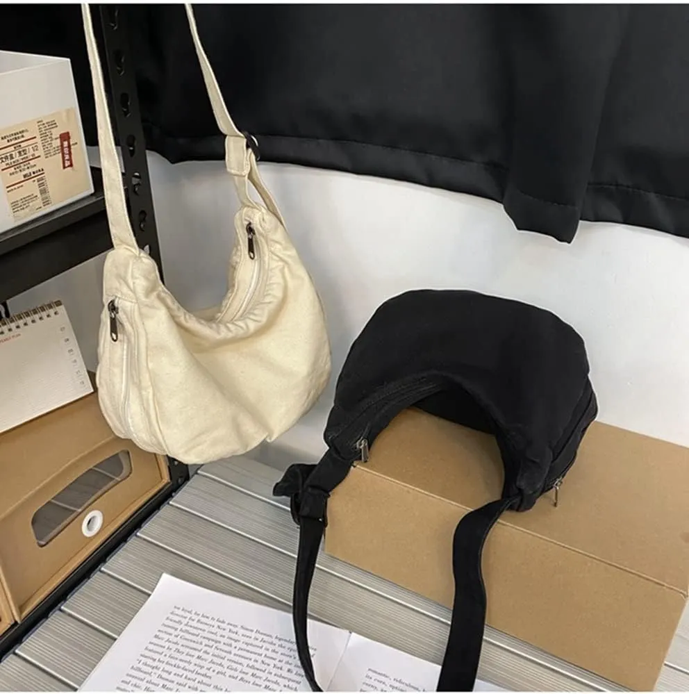GRPKSSIB Unisex Canvas Crossbody Bag Hobo Casual Shoulder Bag Messenger Shopping Bag