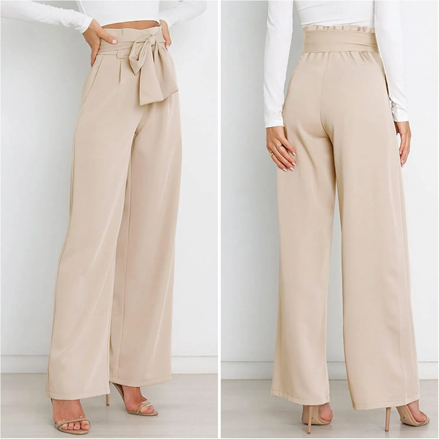 GUOLEZEEV High Waist Wide Leg Pants for Women Business Casual Outfits Dress Pants