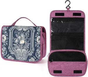 Hanging Travel Toiletry Bag for Women Retro Design Pattern Printed Travel Cosmetics And Toiletries Organizer Kit Waterproof Bathroom Shower Bag