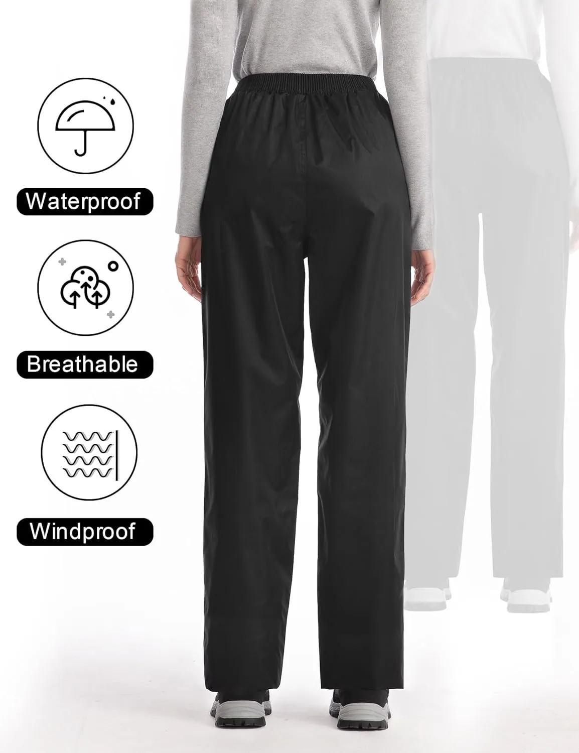 iCreek Women's Rain Pants Waterproof Rain Over Pants Hiking Pants Windproof Lightweight Outdoor for Golf, Fishing