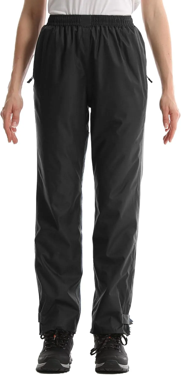 iCreek Women's Rain Pants Waterproof Rain Over Pants Hiking Pants Windproof Lightweight Outdoor for Golf, Fishing