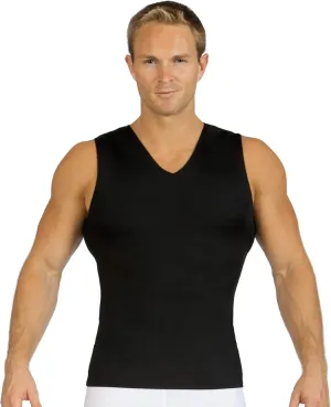 Insta Slim Mens Compression Sleeveless V Neck Muscle Shirt- Slimming Body Shaper Undershirt