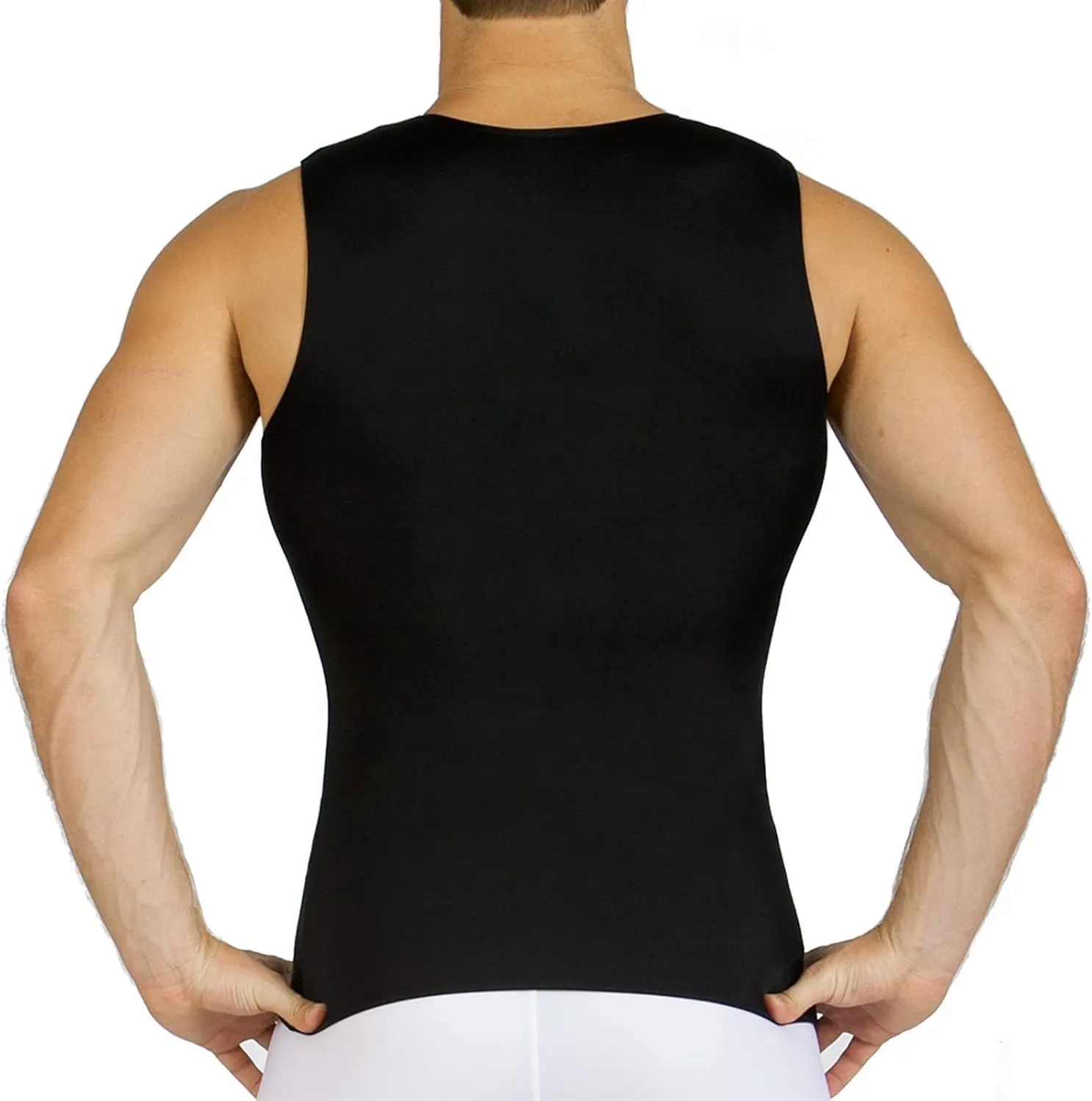 Insta Slim Mens Compression Sleeveless V Neck Muscle Shirt- Slimming Body Shaper Undershirt