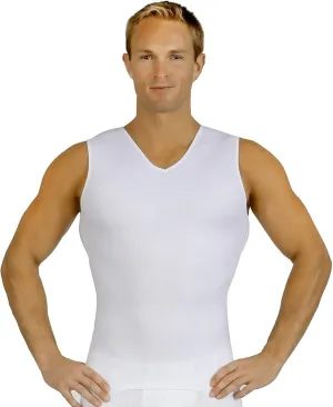 Insta Slim Mens Compression Sleeveless V Neck Muscle Shirt- Slimming Body Shaper Undershirt