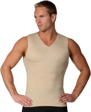 Insta Slim Mens Compression Sleeveless V Neck Muscle Shirt- Slimming Body Shaper Undershirt