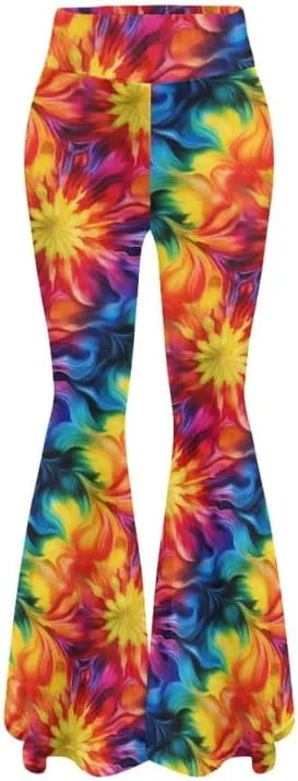 Irisjudy Hawaii Floral Flare Leggings for Women 30" Tummy Control Bootcut Yoga Pants High Waisted Casual Business Work Pants