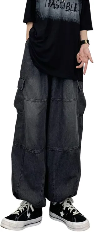 Jeans for Women Baggy Cargo Pants Men Y2K Parachute Pants with Pockets