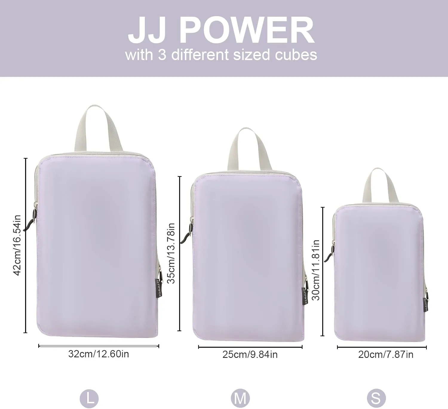 JJ Power 3 Set Lightweight Compression Packing Cubes for Suitcases, Travel Essentials Expandable Packing Cubes Organizer for Carry on Suitcases(Purple)