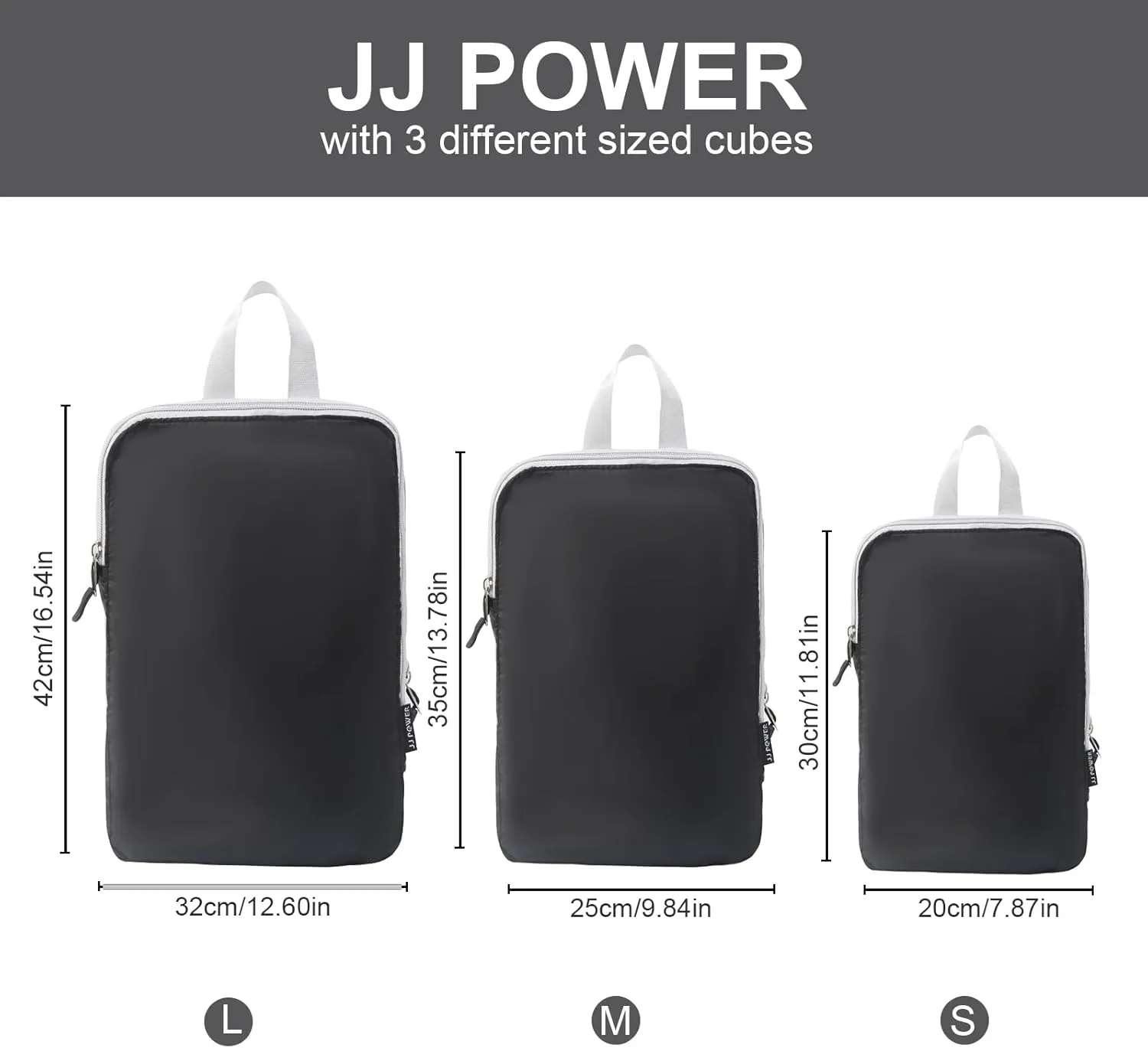 JJ POWER Ultralight Compression Packing Cubes Super Thin and Sturdy 70D Nylon Expandable Packing Organizer for Travel Accessories Luggage Suitcase,3 Set,Light Grey(Black)