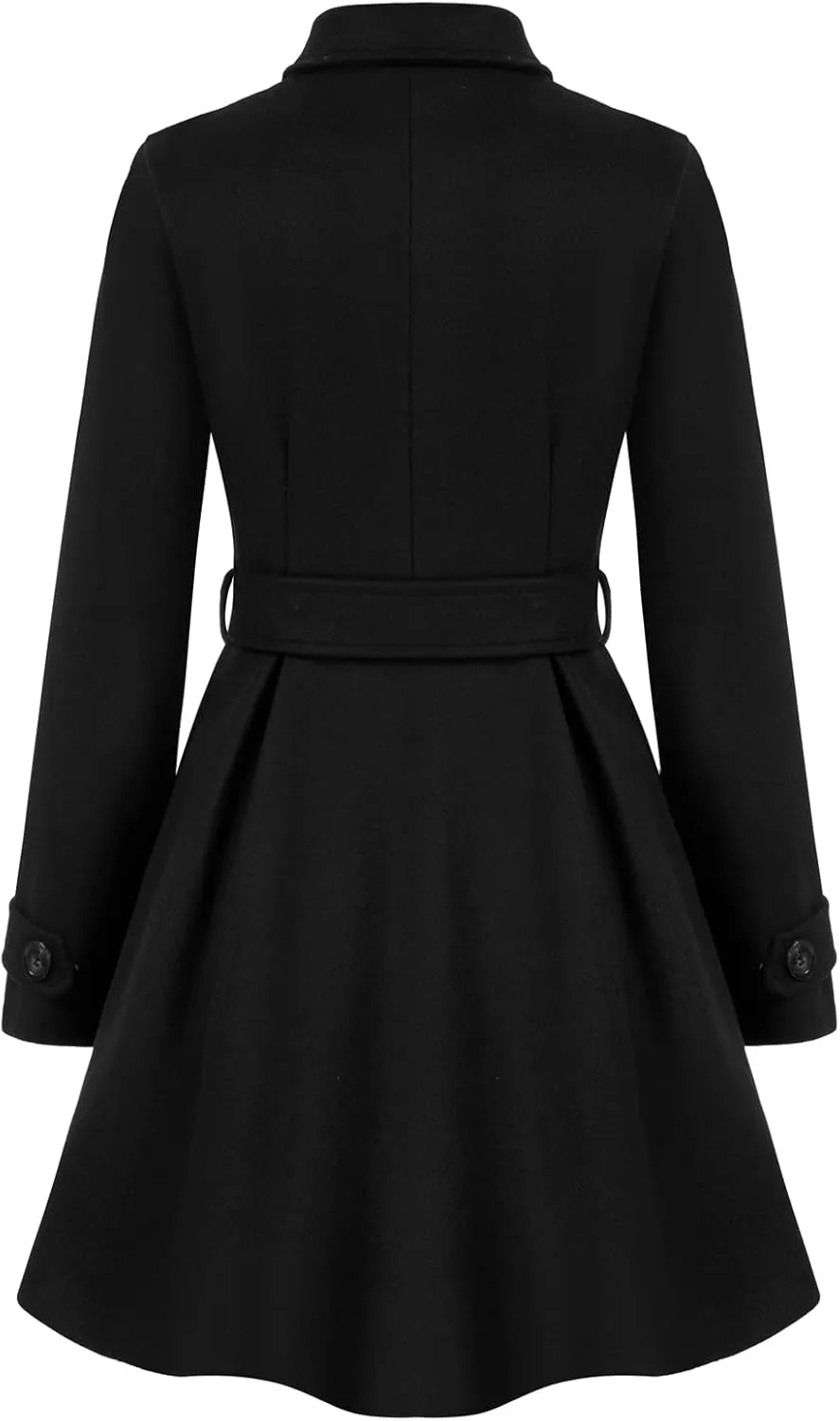 Kate Kasin Trench Coats for Women 2023 Classic Double Breasted Peacoat Button Closures Belted Winter Coat with Slit Pockets