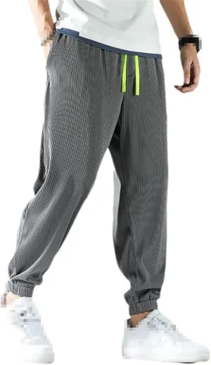 keusyoi Men's Sweatpant Summer Thin Ice Silk Pants Loose Sports Harem Pants Quick-Drying Casual Trousers