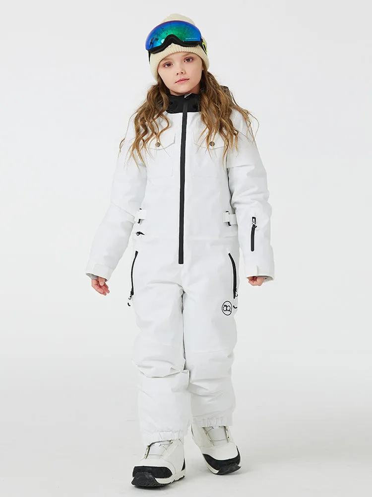Kid's Unisex One Piece Snow Suits Half-zip Snow Jumpsuits