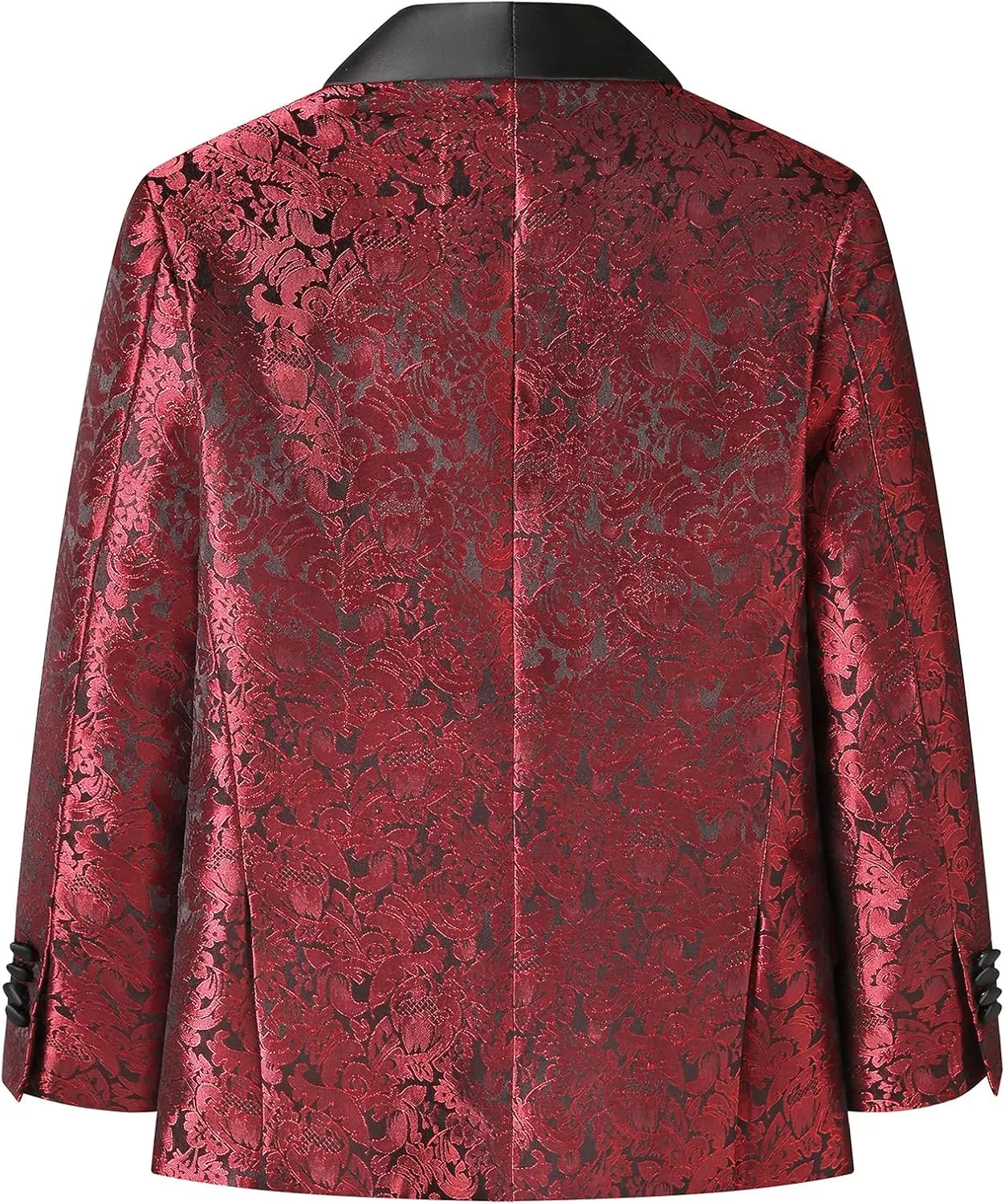 Lamgool Boys Suit 3 Pieces Slim Fit Tuxedo Formal Set with Floral Jacquard Jacket Pant Vest for Wedding Prom Party Size 4-16Y