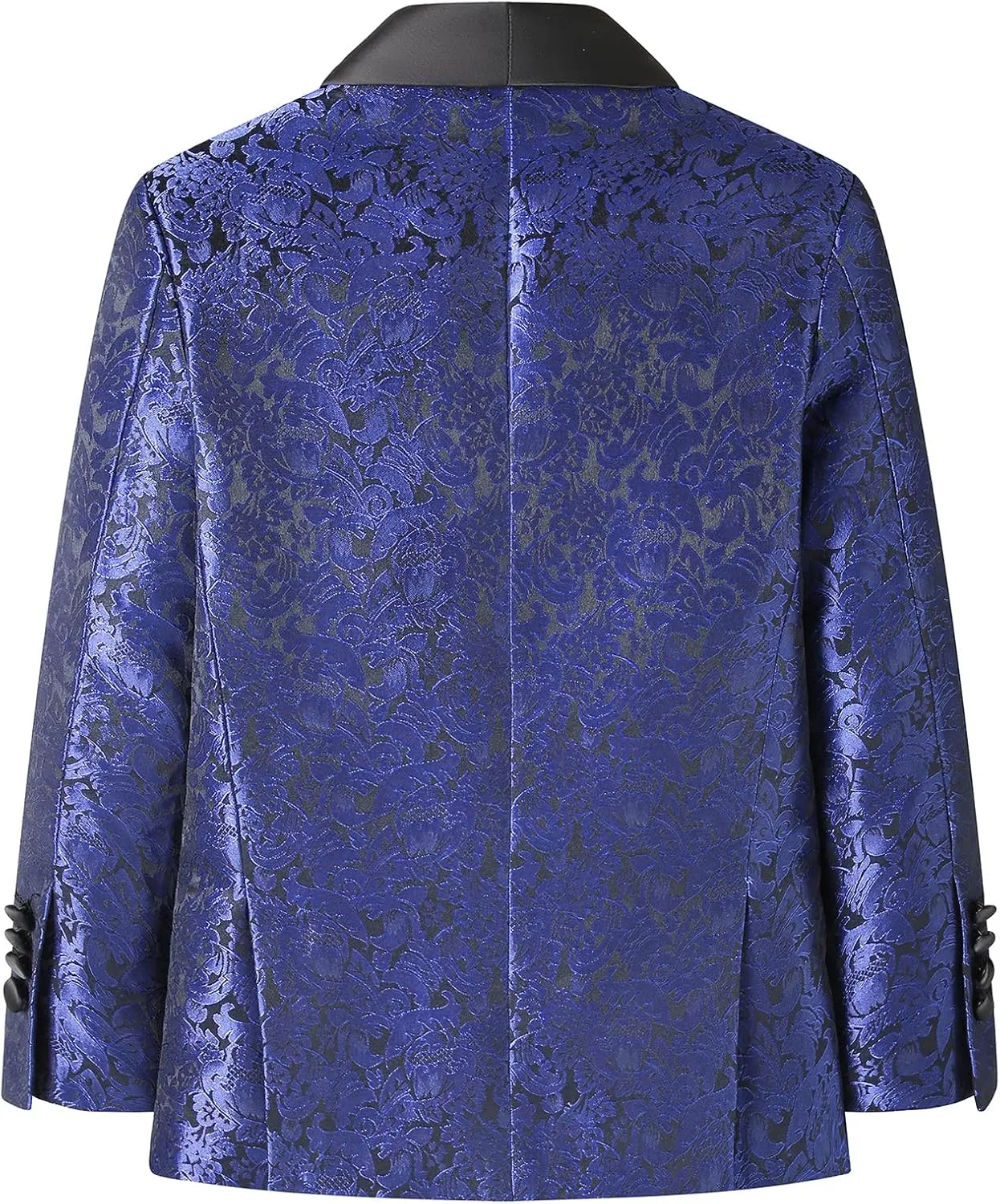 Lamgool Boys Suit 3 Pieces Slim Fit Tuxedo Formal Set with Floral Jacquard Jacket Pant Vest for Wedding Prom Party Size 4-16Y