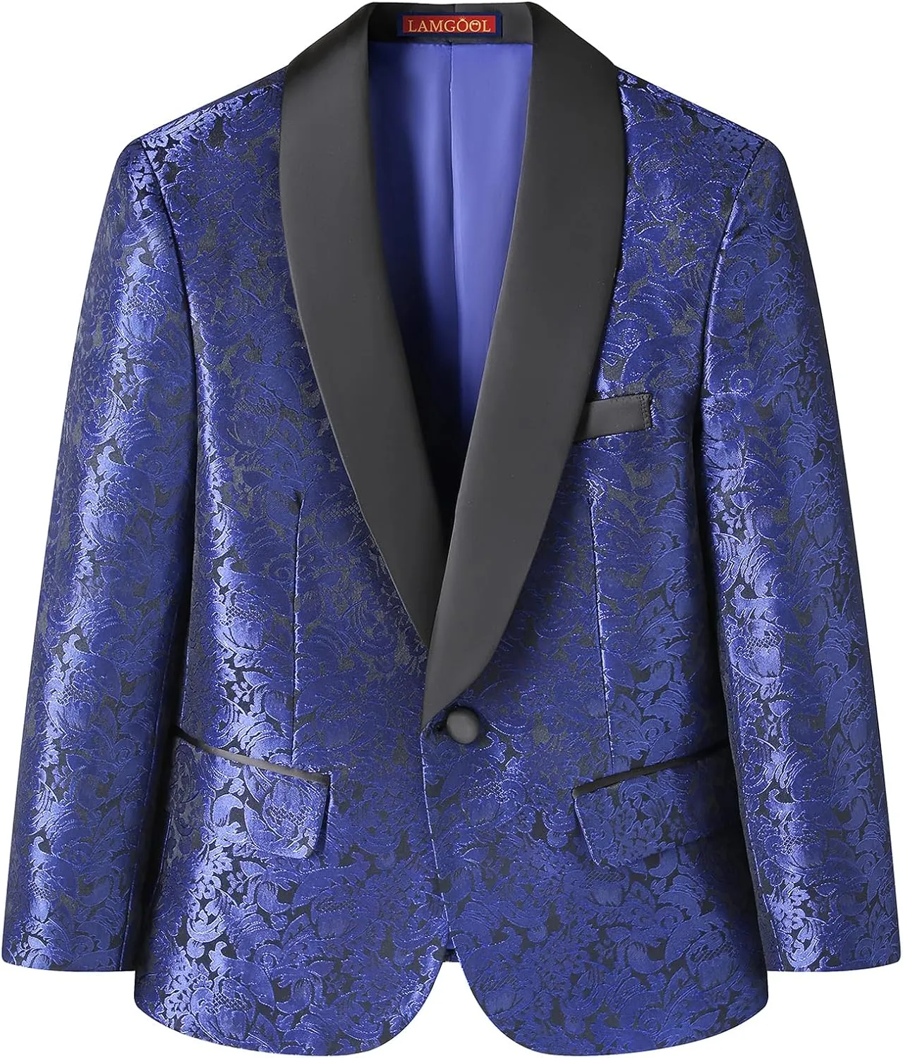 Lamgool Boys Suit 3 Pieces Slim Fit Tuxedo Formal Set with Floral Jacquard Jacket Pant Vest for Wedding Prom Party Size 4-16Y