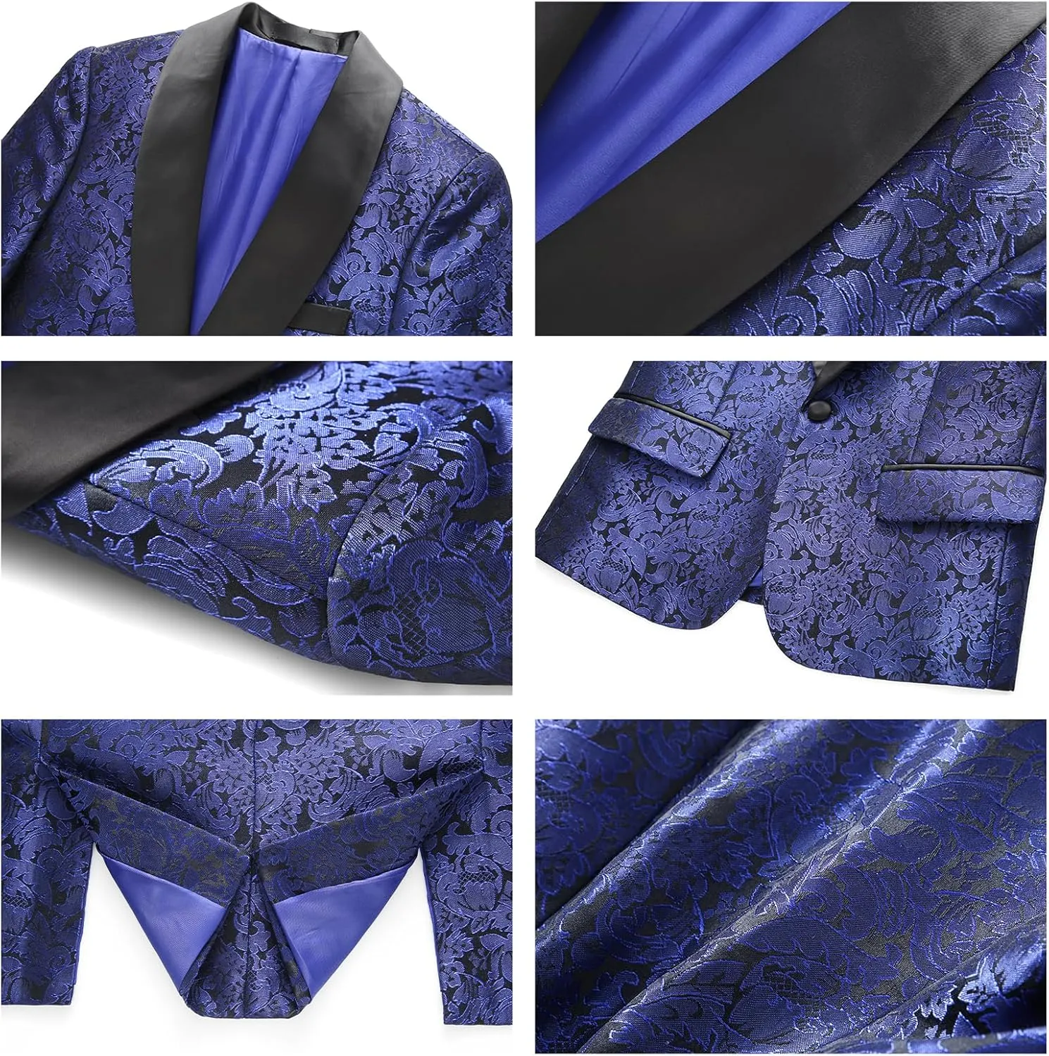 Lamgool Boys Suit 3 Pieces Slim Fit Tuxedo Formal Set with Floral Jacquard Jacket Pant Vest for Wedding Prom Party Size 4-16Y