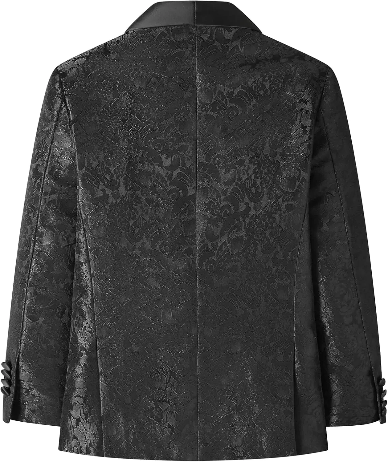 Lamgool Boys Suit 3 Pieces Slim Fit Tuxedo Formal Set with Floral Jacquard Jacket Pant Vest for Wedding Prom Party Size 4-16Y