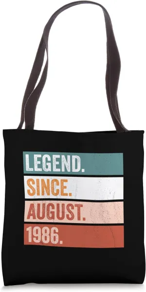 Legend Since August 1986 Happy Birthday Celebration Tote Bag