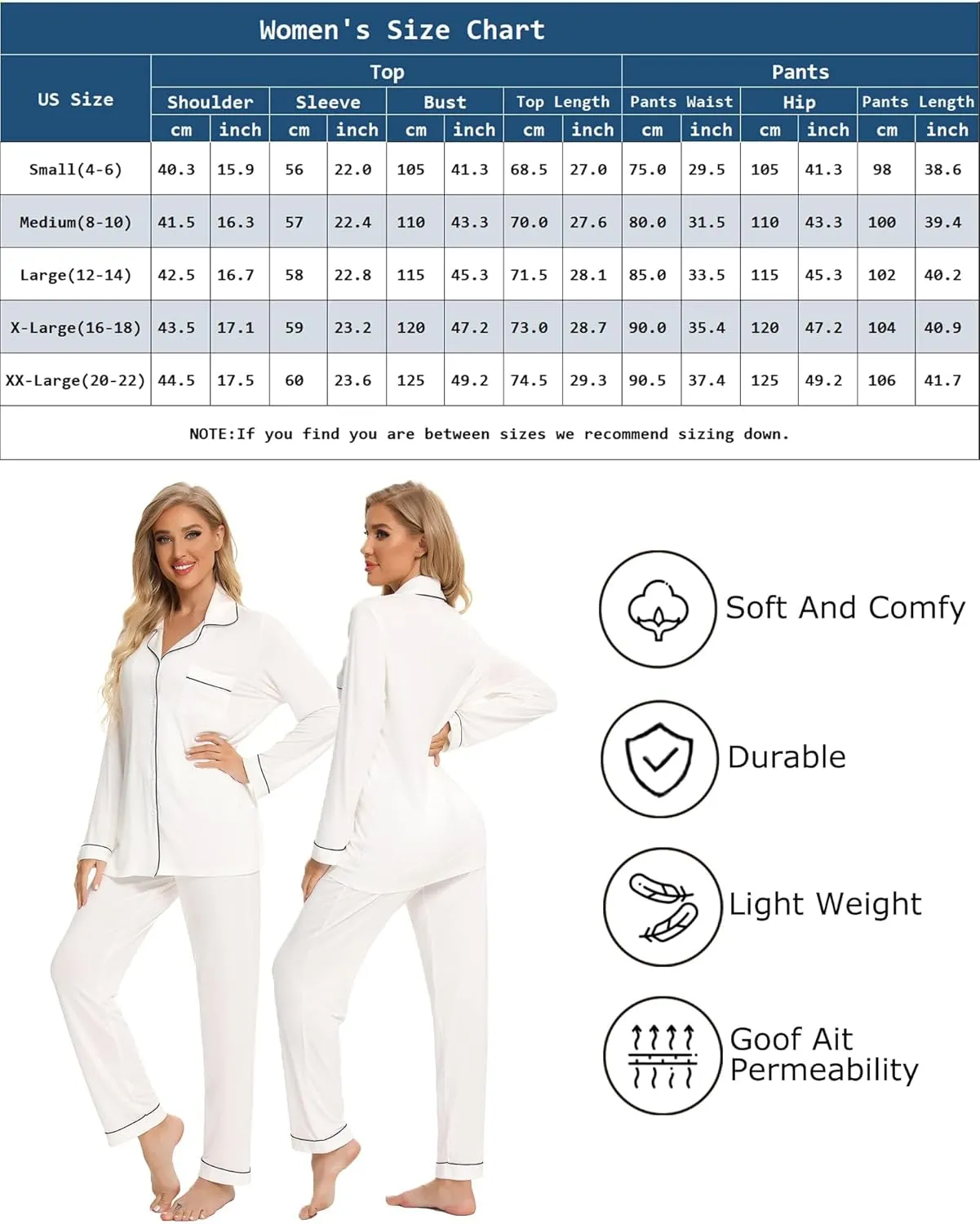 Leikar Button Up Pajama Set For Women Long Sleeve Shirt And Pajama Pants Soft Pjs Lounge Sets