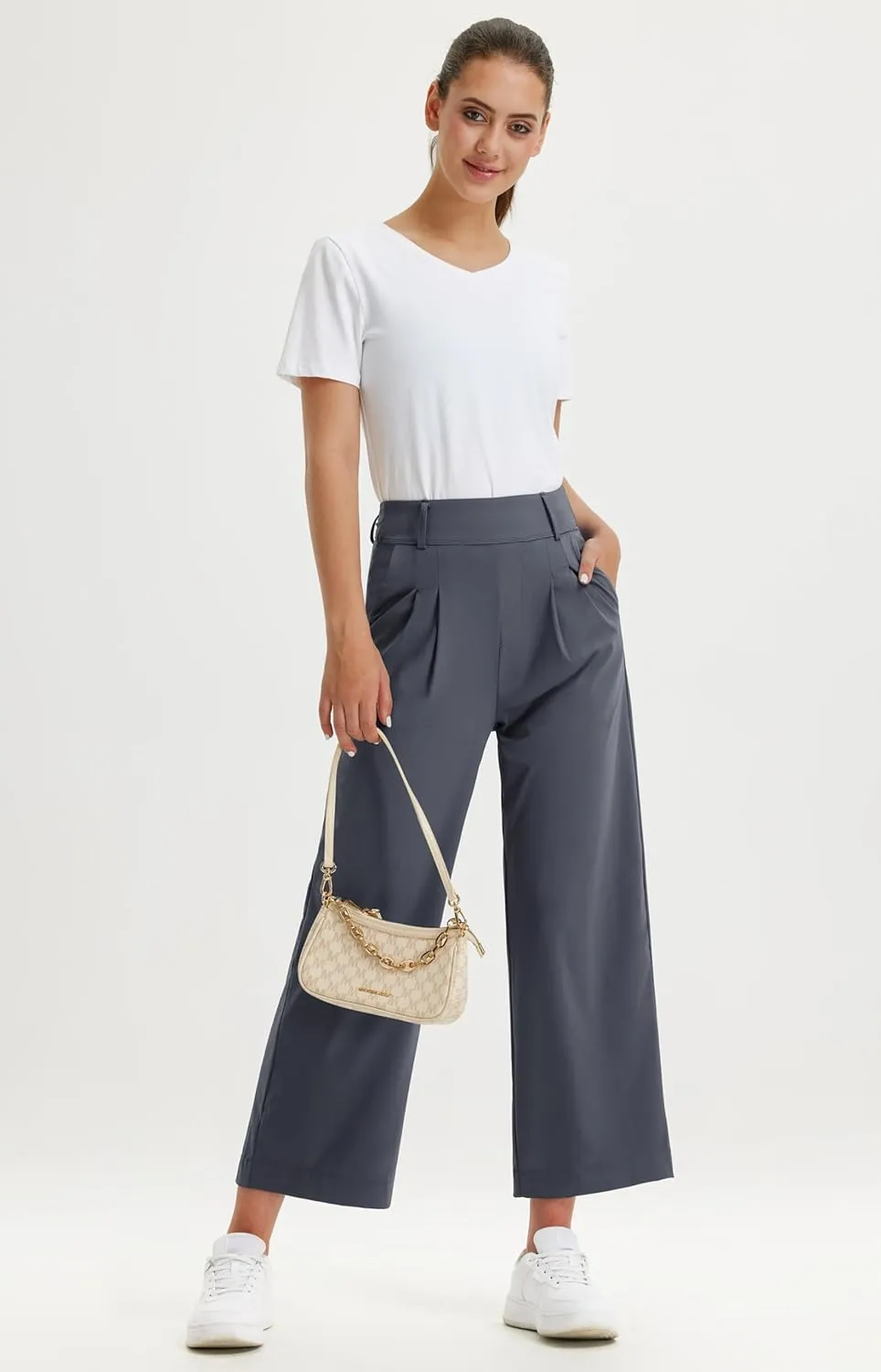 Libin Women's Wide Leg Dress Pants 27"/29"/31" High Waisted Stretch Work Casual Sweatpants Trousers with Pockets