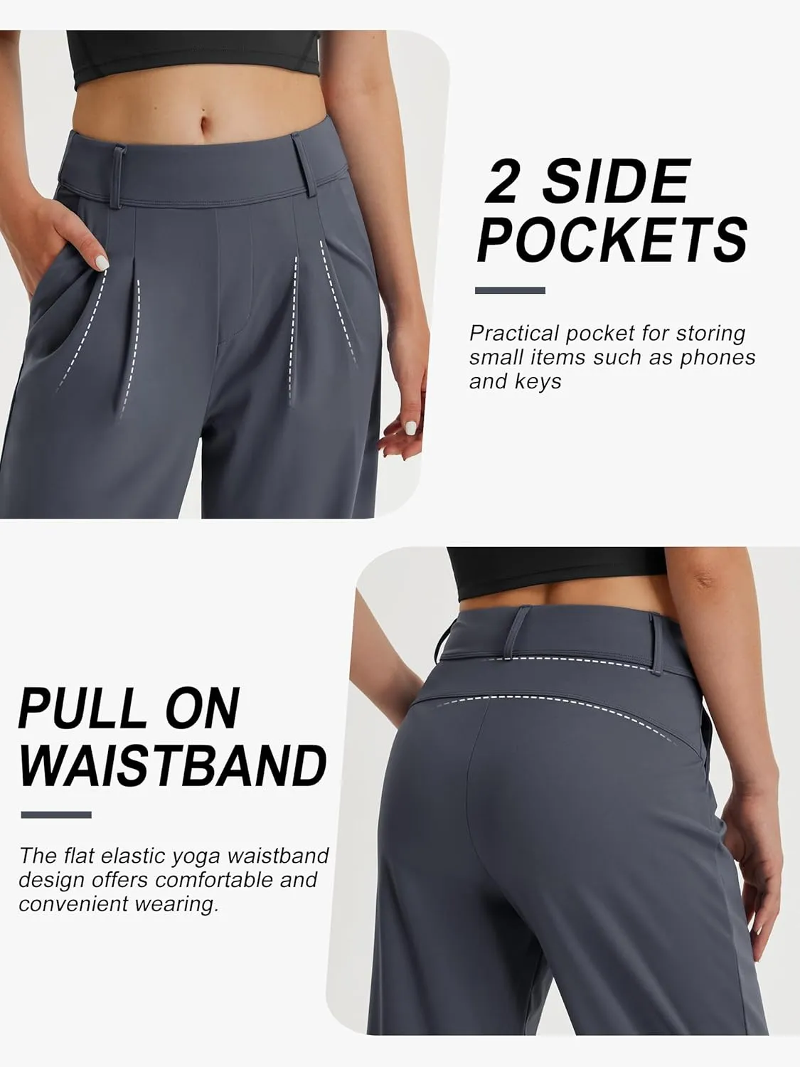 Libin Women's Wide Leg Dress Pants 27"/29"/31" High Waisted Stretch Work Casual Sweatpants Trousers with Pockets