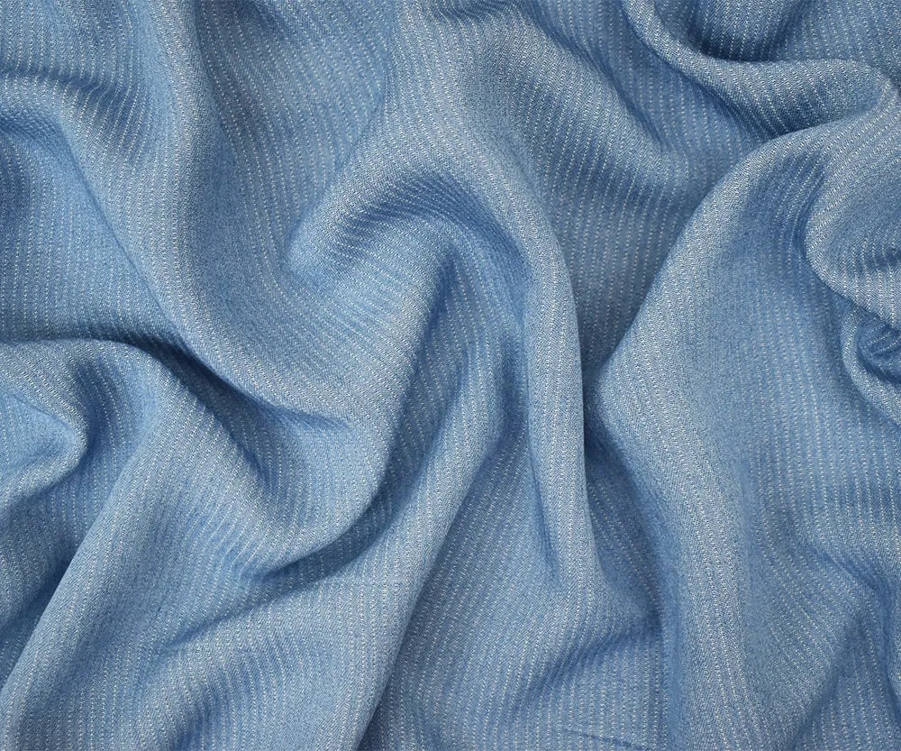 Light Blue-White Famous Designer Cotton Dot Pin Stripe Dobby Woven Fabric