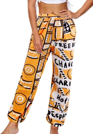 Liliam Women's Boho Floral Print Harem Pants High Waist Hippie Pants Trousers with Pockets