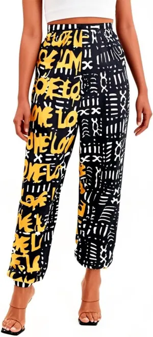 Liliam Women's Boho Floral Print Harem Pants High Waist Hippie Pants Trousers with Pockets