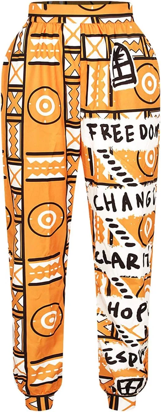 Liliam Women's Boho Floral Print Harem Pants High Waist Hippie Pants Trousers with Pockets
