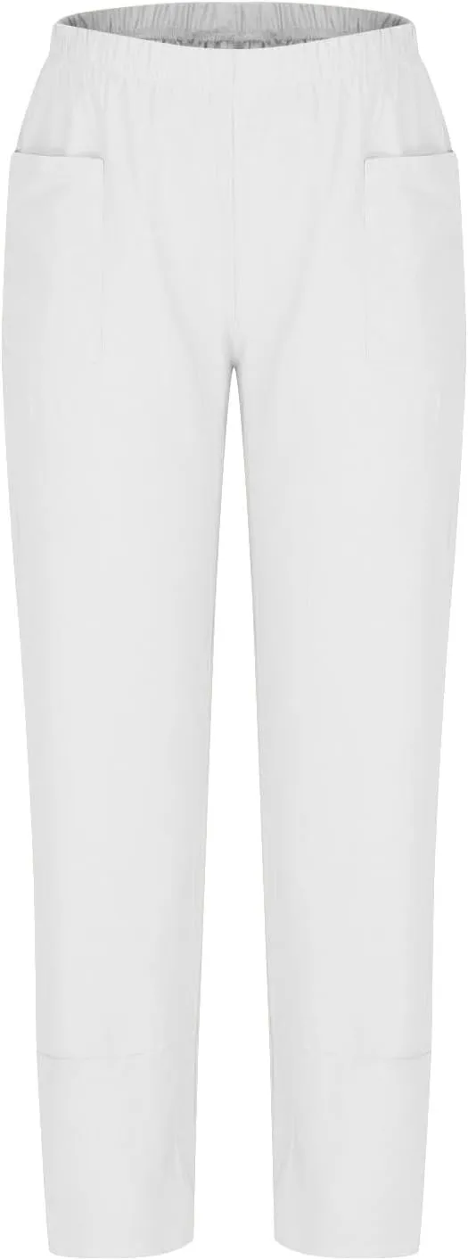Linen Pants for Women Pleated Womens Summer Pants with Pockets Casual Elastic Waist Lantern Slacks Loose Fit Trousers