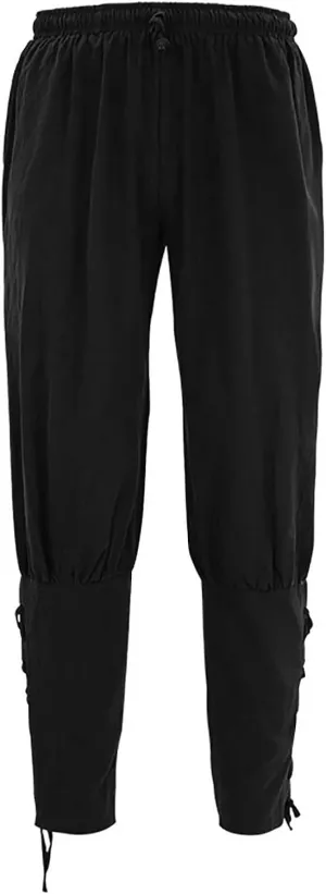 Linen Pants Men 2023 Fashion Lace-Up Elasticated Beam Feed Medieval Crop Leggings Casual Solid Loose Trousers