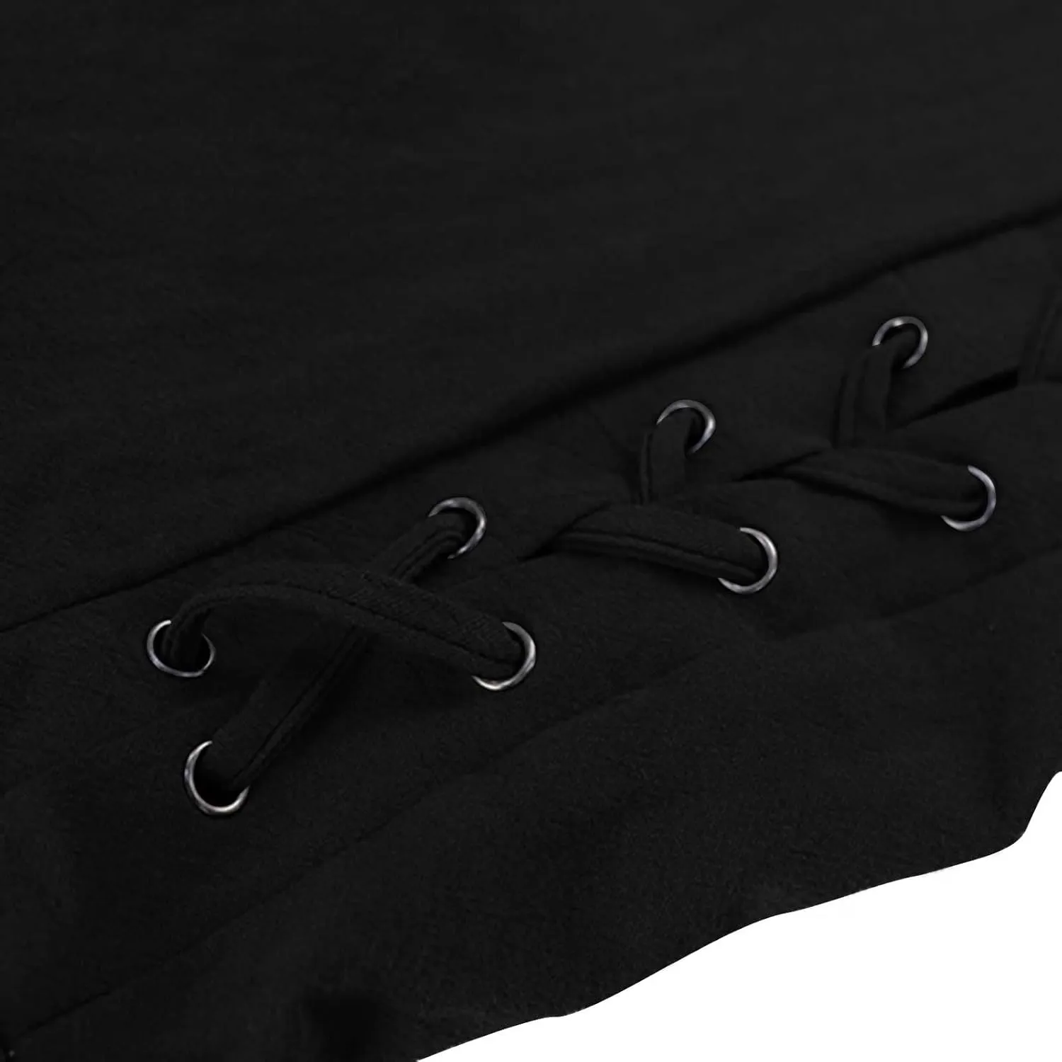 Linen Pants Men 2023 Fashion Lace-Up Elasticated Beam Feed Medieval Crop Leggings Casual Solid Loose Trousers