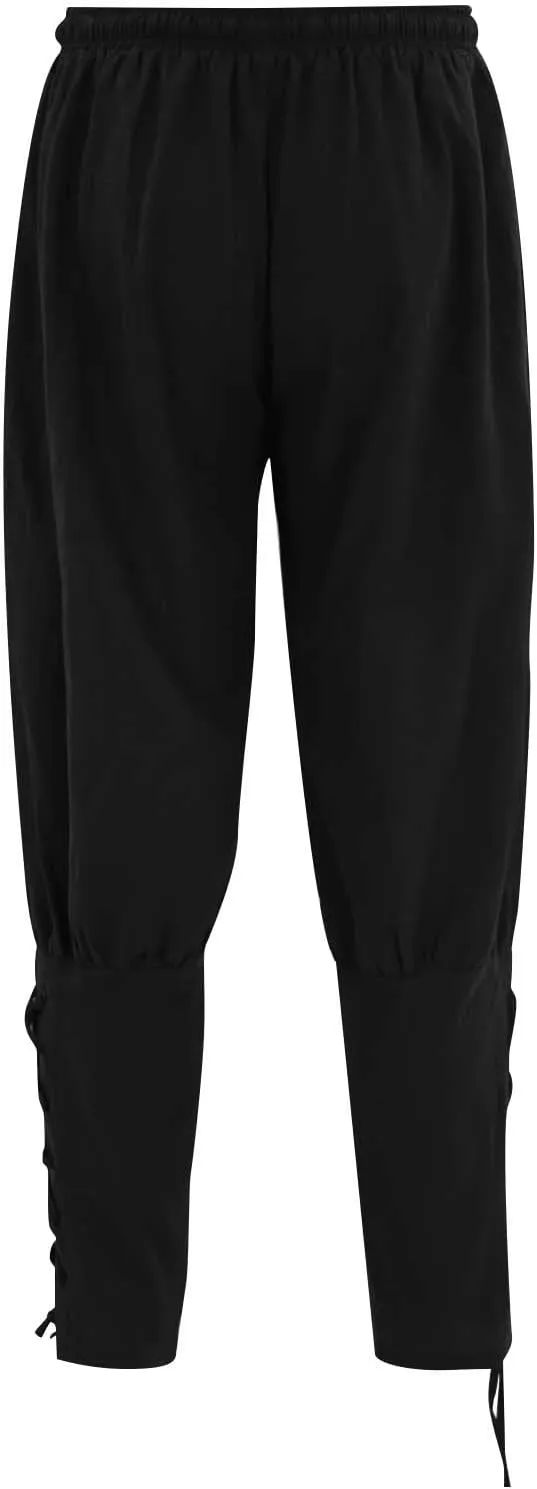 Linen Pants Men 2023 Fashion Lace-Up Elasticated Beam Feed Medieval Crop Leggings Casual Solid Loose Trousers