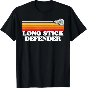 Long Stick Defender Funny Lacrosse Vintage 80s Sunset T-Shirt