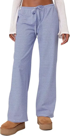 LONGBIDA Pajamas Pants For Women Sleepwear Elastic Waist Wide Leg Drawstring Casual Loose Trousers with Pockets