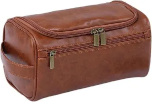 Makeup Bag, Travel Portable Brown Cosmetic Organizer Skincare Storage Bag, Waterproof Wash Bag (Brown)
