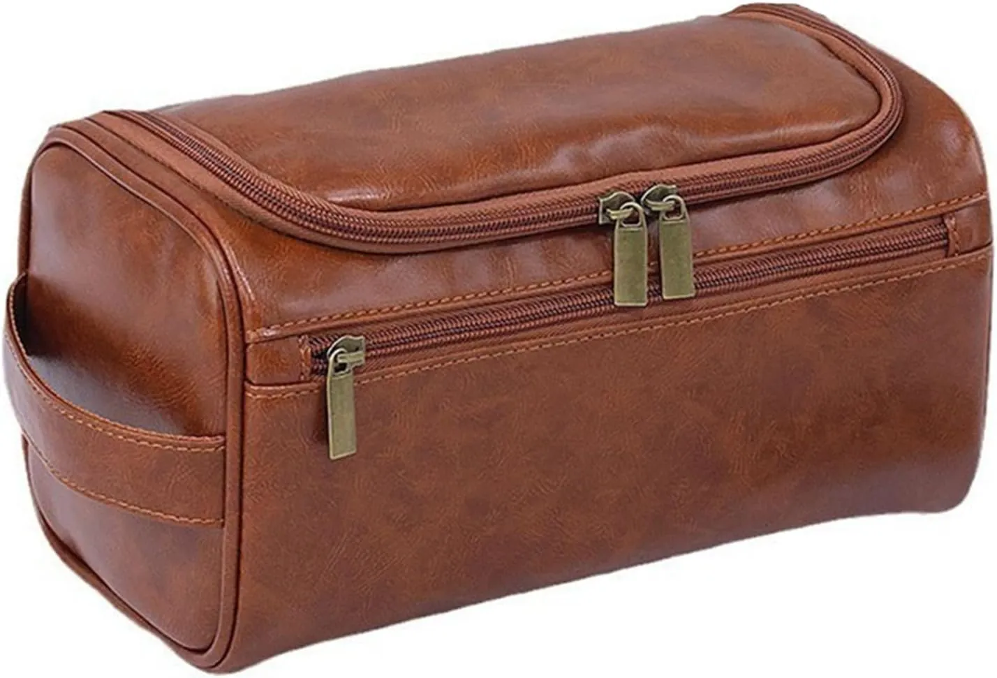 Makeup Bag, Travel Portable Brown Cosmetic Organizer Skincare Storage Bag, Waterproof Wash Bag (Brown)