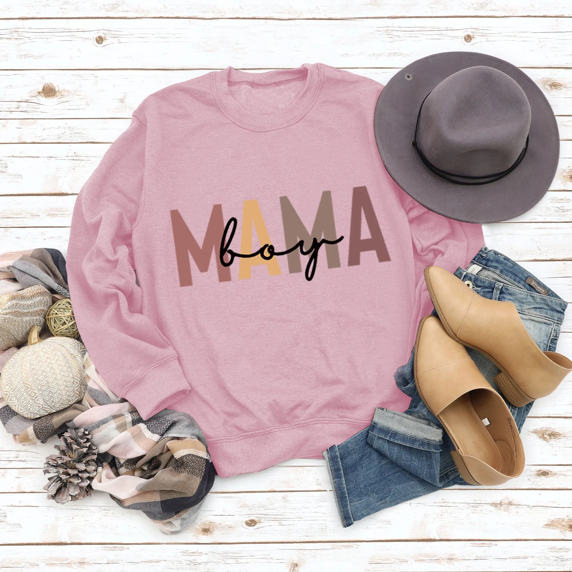 Mama Boy Fashion Round Neck Large Women's Sweater Printed Loose Sweater