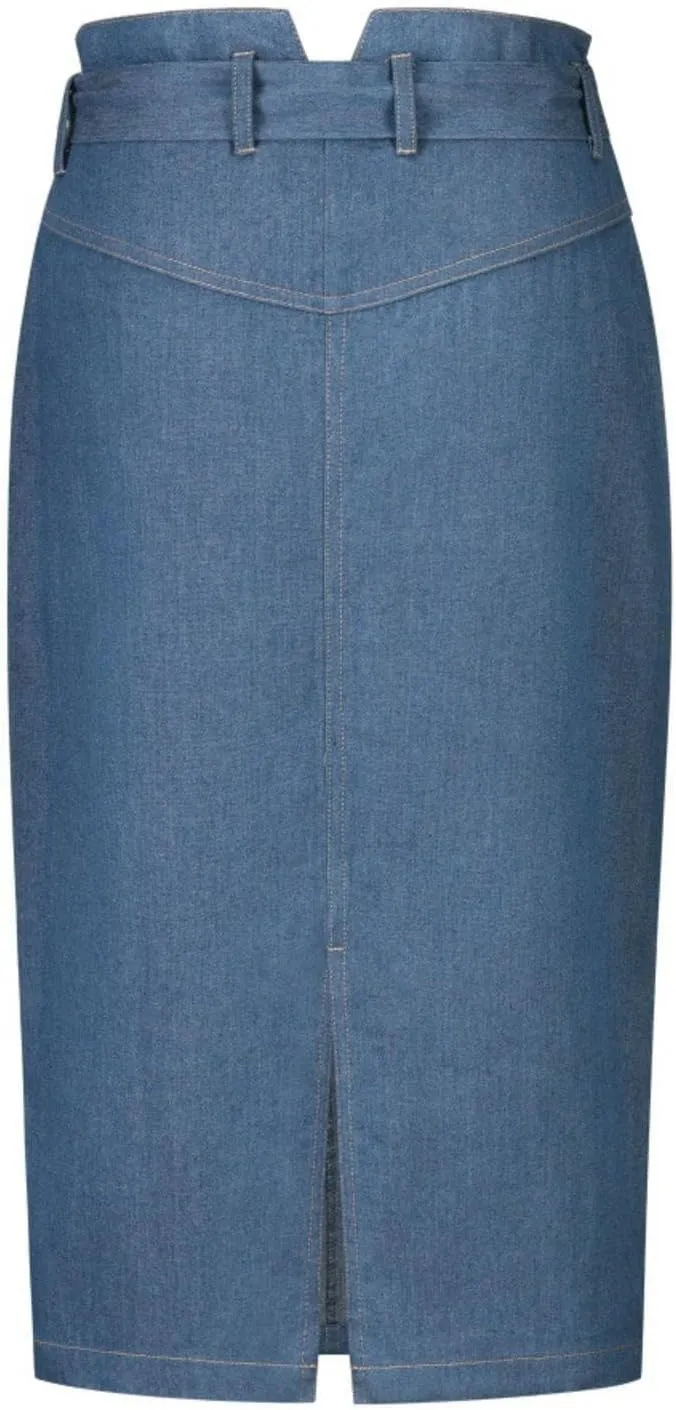 MBETA Women's Fashion Denim Skirt Button Zipper high Waist Slim Pencil Skirt with Pocket midi Skirt (S-XXL), Light Blue