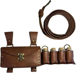 Medieval Belt Bag PU Leather Belt Pouch Waist Bag for Party Casual Renaissance, brown