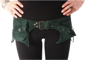 Medieval Vintage Fanny Pack, Brown/Black/Red/Green, Leather, Snap Closure, Approx. 400g, Waist Pack, Waist Bag
