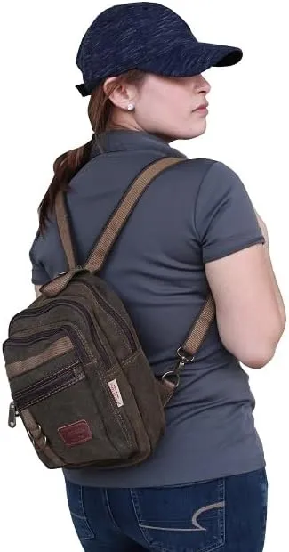 Medium Size Backpack for Women Black Canvas Convertible to Sling bag Chest Bag Anti Theft Shoulder Bag Casual Daypack Multi Pocket