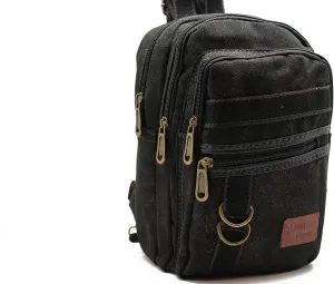 Medium Size Backpack for Women Black Canvas Convertible to Sling bag Chest Bag Anti Theft Shoulder Bag Casual Daypack Multi Pocket